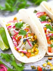 Grilled Fish Tacos with Charred Corn and Jalapeño Salsa