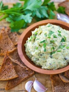 Grilled Eggplant Dip with Pita Crisps