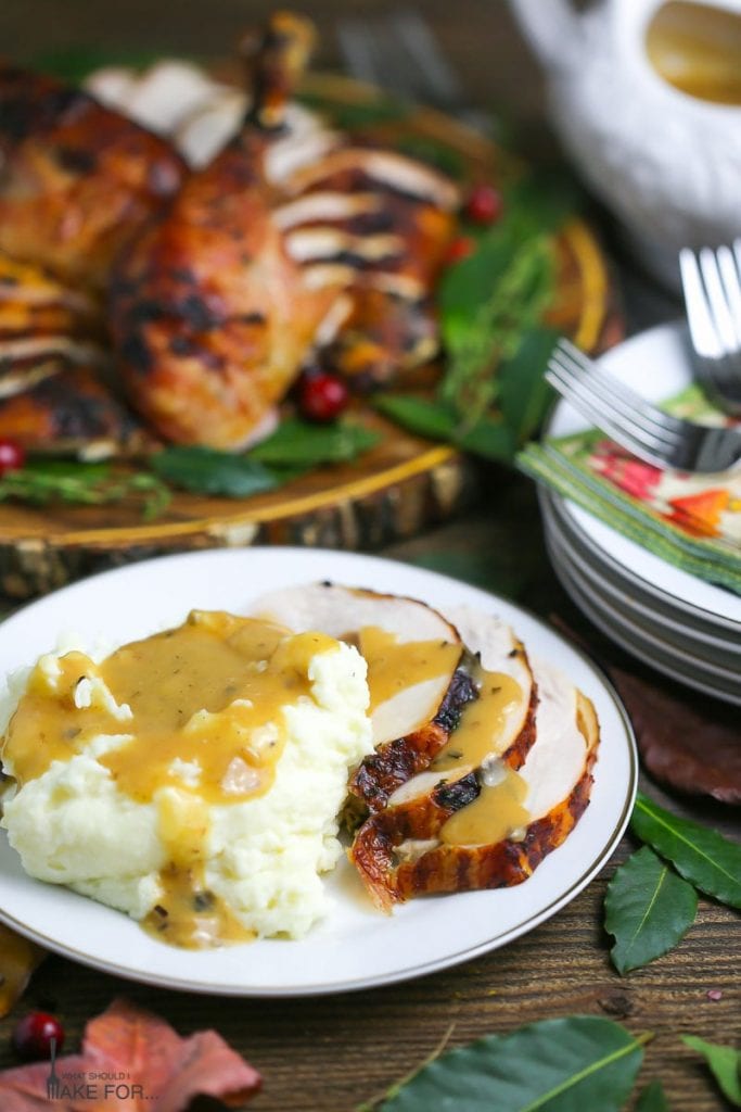Garlic and Herb Roast Turkey with Cider Pan Gravy