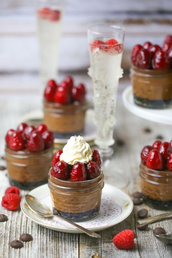 Raspberry Triple Chocolate Cheesecake in a Jar