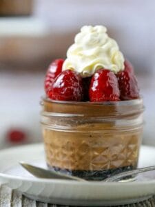 Raspberry Triple Chocolate Cheesecake in a Jar