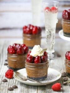 Raspberry Triple Chocolate Cheesecake in a Jar