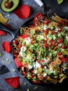 Pulled Chicken Skillet Nachos