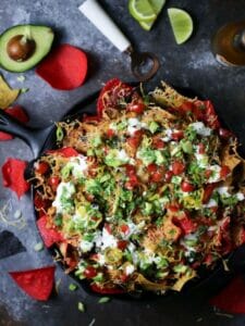 Pulled Chicken Skillet Nachos