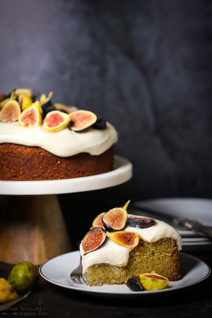 Olive Oil Cake with Mascarpone Frosting & Fresh Figs