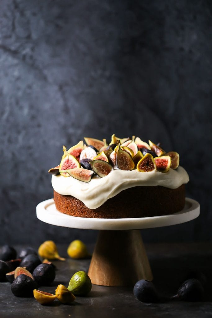 Olive Oil Cake with Mascarpone Frosting & Fresh Figs