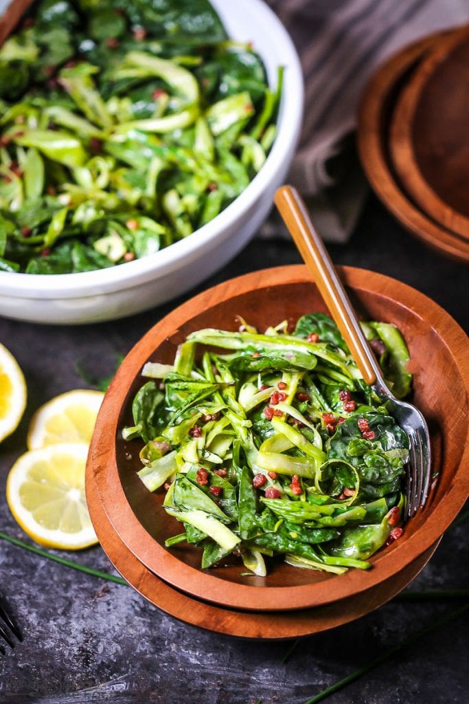 Shaved Asparagus and Spinach Salad