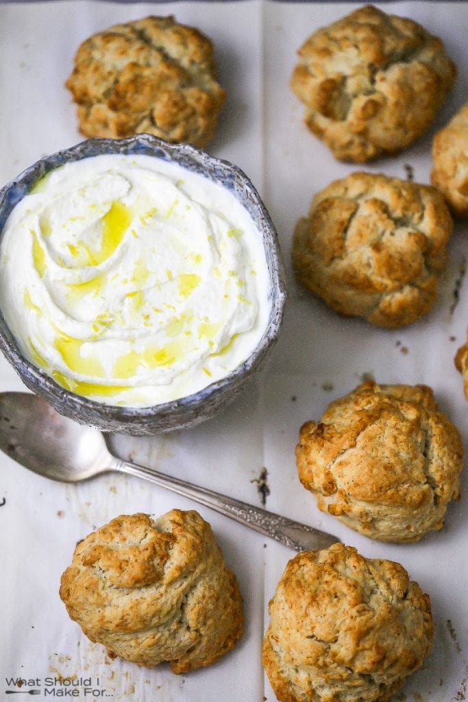 Drop biscuits and whipped ricotta for Tomato "Shortcake" with Whipped Ricotta