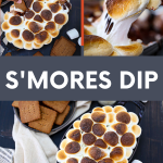 All hail s'mores dip! Silky smooth chocolate ganache, topped with a pile of toasty marshmallows and homemade graham crackers for dunking.