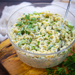 You'll love this easy recipe for creamy, classic macaroni salad, the perfect addition to your backyard bbq!