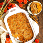Silky smooth sweet potato soufflé baked with a nutty crumb topping is a sweetly satisfying side.