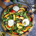Sweet, savory, and a little spicy...this juicy peach and burrata salad is summer on a plate.