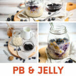 Have a delicious and healthy breakfast ready and waiting for you when you wake up with these creamy, sweet, and salty peanut butter and jelly overnight oats!
